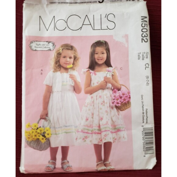 Sewing Pattern, McCall's M5032, Girl Jacket Dress Loose-Fitting, Size 6, 7, 8 - Picture 1 of 5